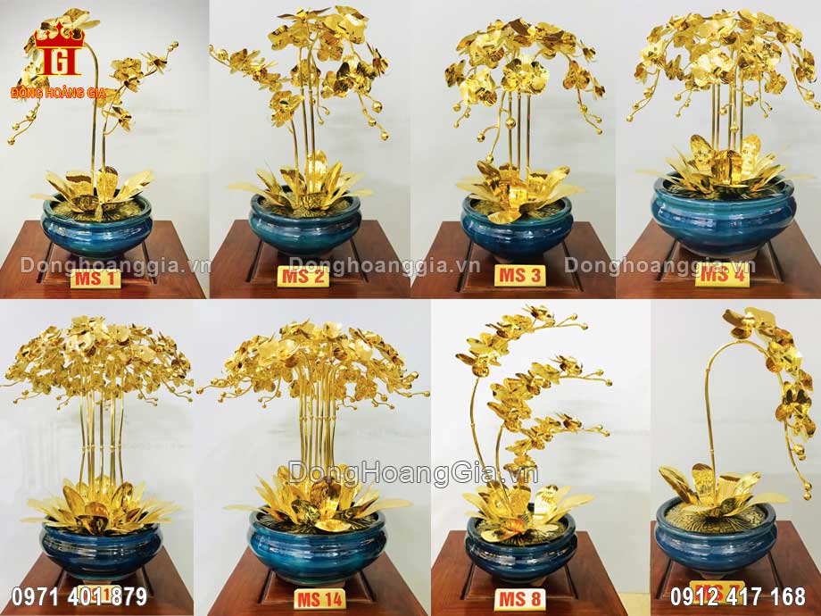 Chậu hoa lan bằng đồng mạ vàng 24K là món quà tặng cao cấp tặng sếp